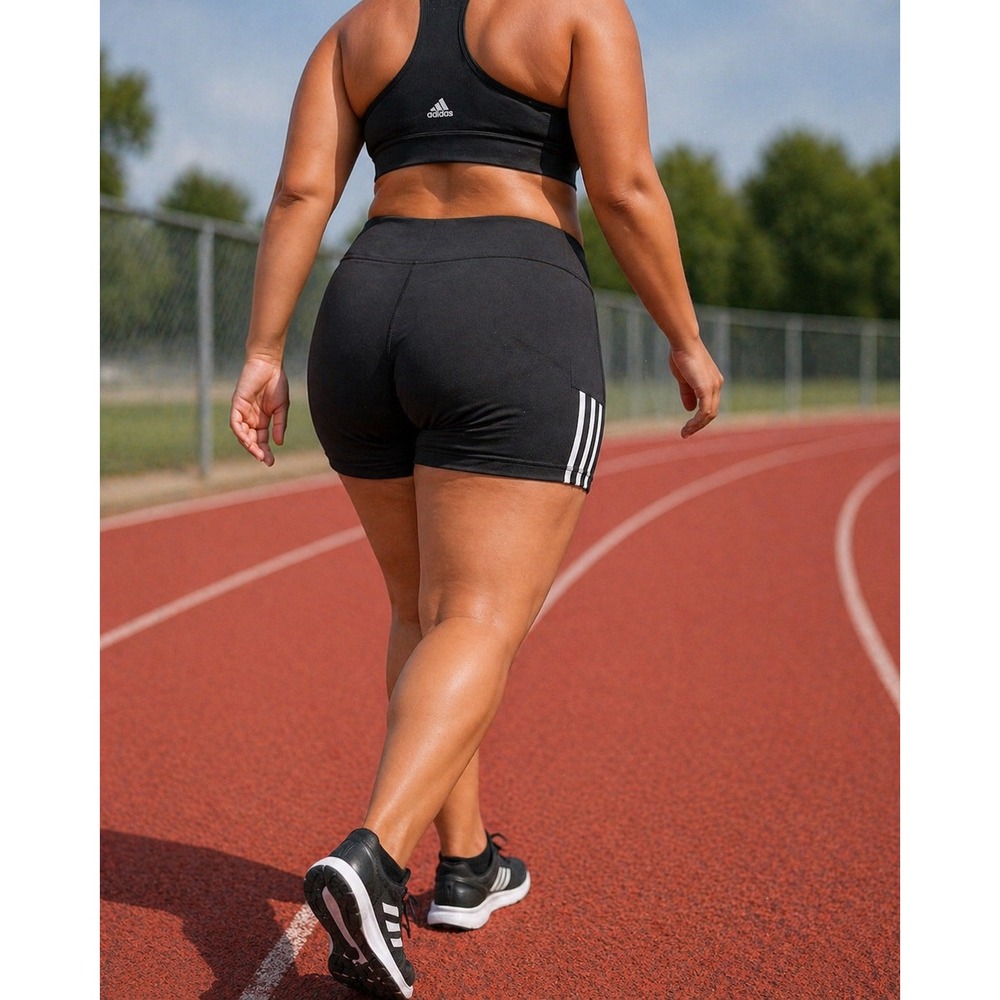 Adidas AeroReady Training Shorts Womens XL Black Athletic 3-Stripe Primegreen - Picture 10 of 14